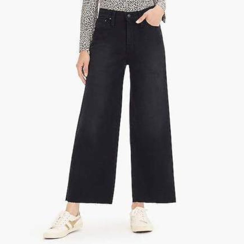 J Crew - Point Sur Wide Leg Crop Jeans - Black
